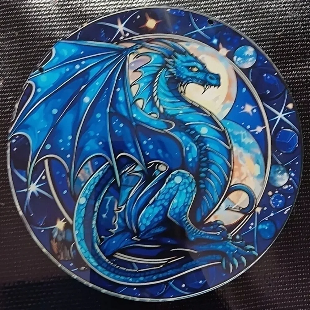 Gothic Dragon Suncatcher Faux Stained‎ Glass Fantasy Window Hanging Ornament